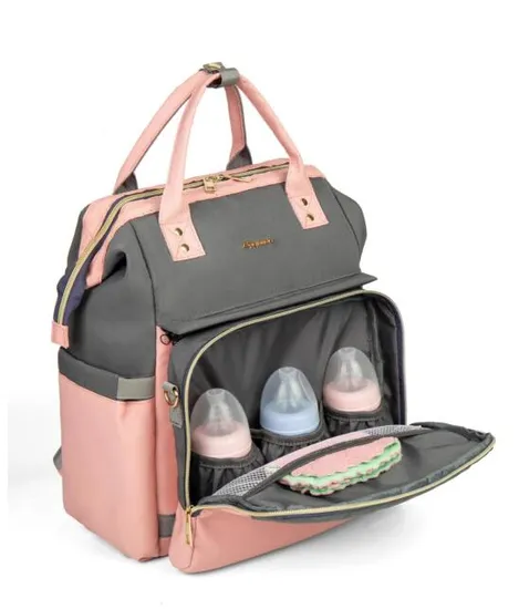 Trendy Wave Pattern Mommy Bag Large Capacity Lightweight Baby Diaper Backpack 